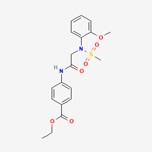 molecular formula C19H22N2O6S B3699796 ETHYL 4-{2-[N-(2-METHOXYPHENYL)METHANESULFONAMIDO]ACETAMIDO}BENZOATE 