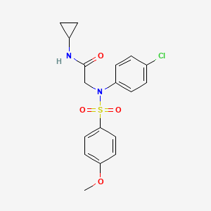 molecular formula C18H19ClN2O4S B3699821 2-(4-chloro-N-(4-methoxyphenyl)sulfonylanilino)-N-cyclopropylacetamide 