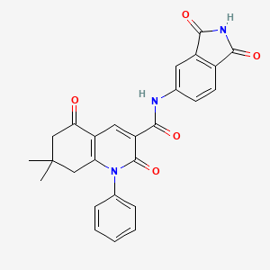 molecular formula C26H21N3O5 B3699839 N-(1,3-dioxo-2,3-dihydro-1H-isoindol-5-yl)-7,7-dimethyl-2,5-dioxo-1-phenyl-1,2,5,6,7,8-hexahydro-3-quinolinecarboxamide 