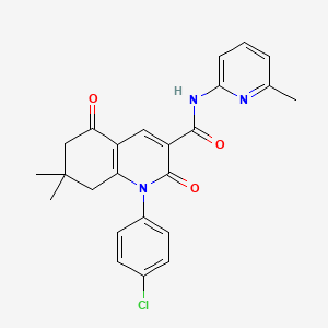 molecular formula C24H22ClN3O3 B3699857 1-(4-chlorophenyl)-7,7-dimethyl-N-(6-methylpyridin-2-yl)-2,5-dioxo-6,8-dihydroquinoline-3-carboxamide 