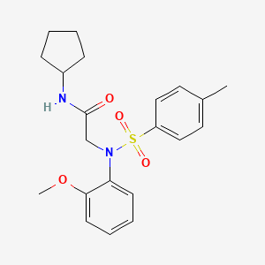 molecular formula C21H26N2O4S B3699919 N-Cyclopentyl-2-(N-(2-methoxyphenyl)-4-methylphenylsulfonamido)acetamide 