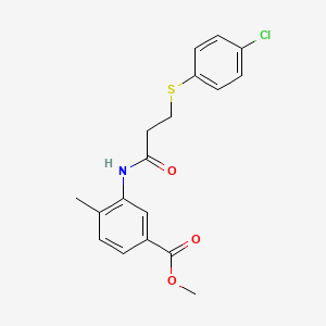 molecular formula C18H18ClNO3S B3699927 methyl 3-({3-[(4-chlorophenyl)thio]propanoyl}amino)-4-methylbenzoate 