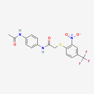 molecular formula C17H14F3N3O4S B3699942 N-[4-(acetylamino)phenyl]-2-{[2-nitro-4-(trifluoromethyl)phenyl]thio}acetamide 