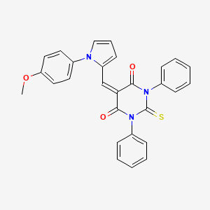 molecular formula C28H21N3O3S B3699991 5-{[1-(4-methoxyphenyl)-1H-pyrrol-2-yl]methylidene}-1,3-diphenyl-2-thioxodihydropyrimidine-4,6(1H,5H)-dione 