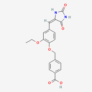 4-[[4-[(E)-(2,5-dioxoimidazolidin-4-ylidene)methyl]-2-ethoxyphenoxy]methyl]benzoic acid