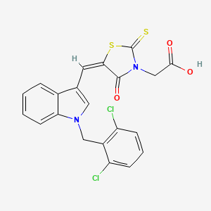 molecular formula C21H14Cl2N2O3S2 B3700022 (5-{[1-(2,6-dichlorobenzyl)-1H-indol-3-yl]methylene}-4-oxo-2-thioxo-1,3-thiazolidin-3-yl)acetic acid 