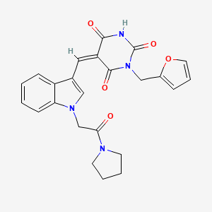 molecular formula C24H22N4O5 B3700045 1-(2-furylmethyl)-5-({1-[2-oxo-2-(1-pyrrolidinyl)ethyl]-1H-indol-3-yl}methylene)-2,4,6(1H,3H,5H)-pyrimidinetrione 