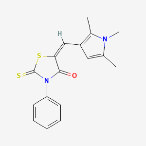 molecular formula C17H16N2OS2 B3700053 (5E)-3-PHENYL-2-SULFANYLIDENE-5-[(1,2,5-TRIMETHYL-1H-PYRROL-3-YL)METHYLIDENE]-1,3-THIAZOLIDIN-4-ONE 