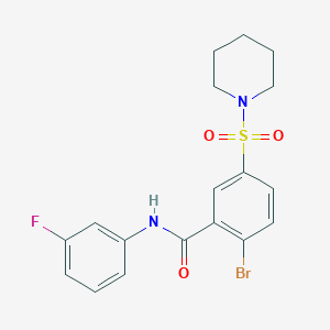 2-bromo-N-(3-fluorophenyl)-5-piperidin-1-ylsulfonylbenzamide