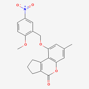 molecular formula C21H19NO6 B3700124 9-[(2-methoxy-5-nitrobenzyl)oxy]-7-methyl-2,3-dihydrocyclopenta[c]chromen-4(1H)-one 