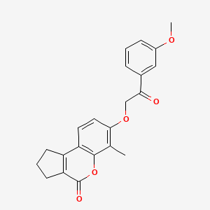 molecular formula C22H20O5 B3700145 7-[2-(3-methoxyphenyl)-2-oxoethoxy]-6-methyl-2,3-dihydrocyclopenta[c]chromen-4(1H)-one 