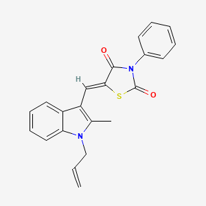 molecular formula C22H18N2O2S B3700153 (5Z)-5-{[2-methyl-1-(prop-2-en-1-yl)-1H-indol-3-yl]methylidene}-3-phenyl-1,3-thiazolidine-2,4-dione 