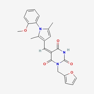 molecular formula C23H21N3O5 B3700161 1-(2-furylmethyl)-5-{[1-(2-methoxyphenyl)-2,5-dimethyl-1H-pyrrol-3-yl]methylene}-2,4,6(1H,3H,5H)-pyrimidinetrione 