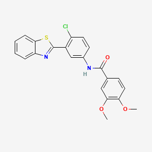 molecular formula C22H17ClN2O3S B3700179 N-[3-(1,3-benzothiazol-2-yl)-4-chlorophenyl]-3,4-dimethoxybenzamide 