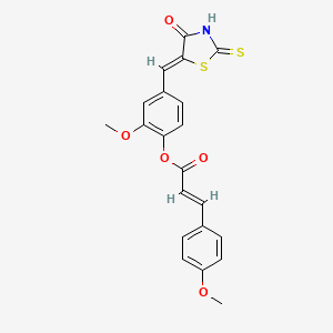 2-methoxy-4-[(4-oxo-2-thioxo-1,3-thiazolidin-5-ylidene)methyl]phenyl 3-(4-methoxyphenyl)acrylate