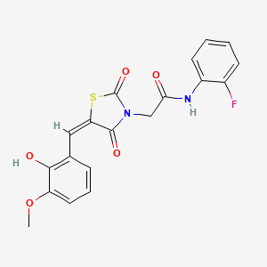 N-(2-fluorophenyl)-2-[(5E)-5-(2-hydroxy-3-methoxybenzylidene)-2,4-dioxo-1,3-thiazolidin-3-yl]acetamide