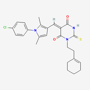 molecular formula C25H26ClN3O2S B3700273 5-{[1-(4-chlorophenyl)-2,5-dimethyl-1H-pyrrol-3-yl]methylene}-1-[2-(1-cyclohexen-1-yl)ethyl]-2-thioxodihydro-4,6(1H,5H)-pyrimidinedione 