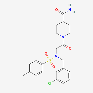 molecular formula C22H26ClN3O4S B3700303 1-[2-[(3-Chlorophenyl)methyl-(4-methylphenyl)sulfonylamino]acetyl]piperidine-4-carboxamide 