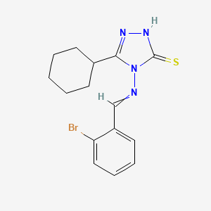 molecular formula C15H17BrN4S B3700315 4-[(2-bromobenzylidene)amino]-5-cyclohexyl-4H-1,2,4-triazole-3-thiol 