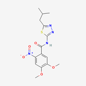 molecular formula C15H18N4O5S B3700344 N-(5-isobutyl-1,3,4-thiadiazol-2-yl)-4,5-dimethoxy-2-nitrobenzamide 