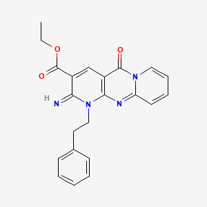 ethyl 6-imino-2-oxo-7-(2-phenylethyl)-1,7,9-triazatricyclo[8.4.0.03,8]tetradeca-3(8),4,9,11,13-pentaene-5-carboxylate