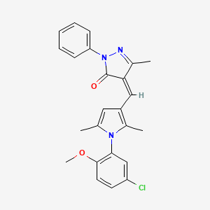 molecular formula C24H22ClN3O2 B3700482 (4Z)-4-{[1-(5-chloro-2-methoxyphenyl)-2,5-dimethyl-1H-pyrrol-3-yl]methylidene}-5-methyl-2-phenyl-2,4-dihydro-3H-pyrazol-3-one 