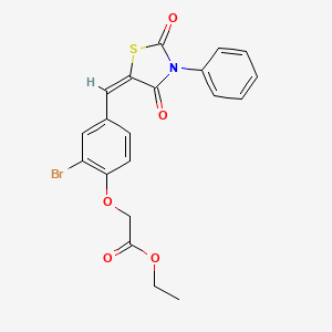 ethyl {2-bromo-4-[(E)-(2,4-dioxo-3-phenyl-1,3-thiazolidin-5-ylidene)methyl]phenoxy}acetate