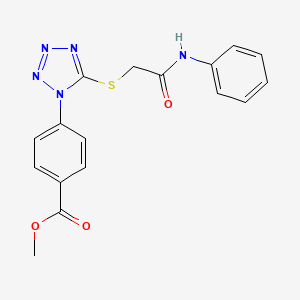 molecular formula C17H15N5O3S B3700521 methyl 4-{5-[(2-anilino-2-oxoethyl)thio]-1H-tetrazol-1-yl}benzoate 