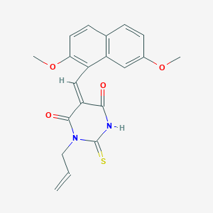 molecular formula C20H18N2O4S B3700533 (5E)-5-[(2,7-dimethoxynaphthalen-1-yl)methylidene]-1-(prop-2-en-1-yl)-2-thioxodihydropyrimidine-4,6(1H,5H)-dione 