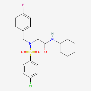 molecular formula C21H24ClFN2O3S B3700548 N~2~-[(4-chlorophenyl)sulfonyl]-N-cyclohexyl-N~2~-(4-fluorobenzyl)glycinamide 