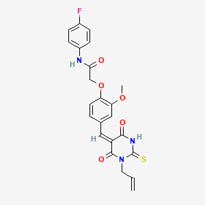 2-(4-{(E)-[4,6-dioxo-1-(prop-2-en-1-yl)-2-thioxotetrahydropyrimidin-5(2H)-ylidene]methyl}-2-methoxyphenoxy)-N-(4-fluorophenyl)acetamide