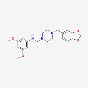 molecular formula C21H25N3O4S B3700591 4-(1,3-benzodioxol-5-ylmethyl)-N-(3,5-dimethoxyphenyl)piperazine-1-carbothioamide 