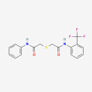 molecular formula C17H15F3N2O2S B3700592 2-[(2-anilino-2-oxoethyl)thio]-N-[2-(trifluoromethyl)phenyl]acetamide 