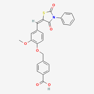 4-({4-[(E)-(2,4-dioxo-3-phenyl-1,3-thiazolidin-5-ylidene)methyl]-2-methoxyphenoxy}methyl)benzoic acid