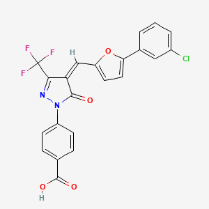 molecular formula C22H12ClF3N2O4 B3700627 4-[(4Z)-4-{[5-(3-chlorophenyl)furan-2-yl]methylidene}-5-oxo-3-(trifluoromethyl)-4,5-dihydro-1H-pyrazol-1-yl]benzoic acid 