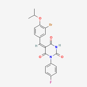 molecular formula C20H16BrFN2O4 B3700670 (5E)-5-[3-bromo-4-(propan-2-yloxy)benzylidene]-1-(4-fluorophenyl)pyrimidine-2,4,6(1H,3H,5H)-trione 