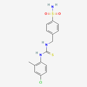 molecular formula C15H16ClN3O2S2 B3700679 4-({[(4-CHLORO-2-METHYLANILINO)CARBOTHIOYL]AMINO}METHYL)-1-BENZENESULFONAMIDE 