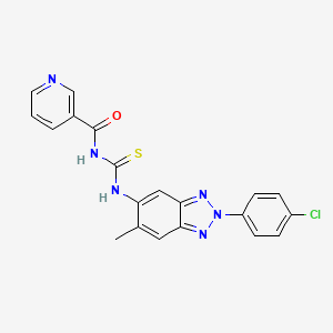 molecular formula C20H15ClN6OS B3700730 N-[[2-(4-chlorophenyl)-6-methylbenzotriazol-5-yl]carbamothioyl]pyridine-3-carboxamide 