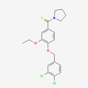 molecular formula C20H21Cl2NO2S B3700738 1-({4-[(3,4-dichlorobenzyl)oxy]-3-ethoxyphenyl}carbonothioyl)pyrrolidine 