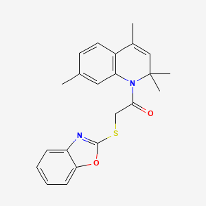 molecular formula C22H22N2O2S B3700849 2-(1,3-benzoxazol-2-ylsulfanyl)-1-(2,2,4,7-tetramethylquinolin-1(2H)-yl)ethanone 