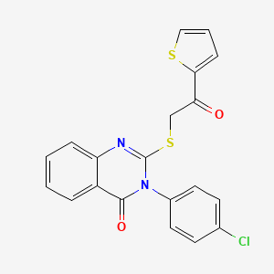 molecular formula C20H13ClN2O2S2 B3700925 3-(4-chlorophenyl)-2-{[2-oxo-2-(thiophen-2-yl)ethyl]sulfanyl}-3,4-dihydroquinazolin-4-one 