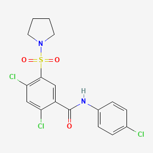 molecular formula C17H15Cl3N2O3S B3700952 2,4-dichloro-N-(4-chlorophenyl)-5-(1-pyrrolidinylsulfonyl)benzamide 