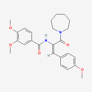 molecular formula C25H30N2O5 B3700988 N-[(1E)-3-(azepan-1-yl)-1-(4-methoxyphenyl)-3-oxoprop-1-en-2-yl]-3,4-dimethoxybenzamide 