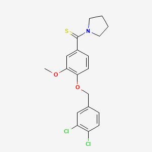 molecular formula C19H19Cl2NO2S B3701038 1-({4-[(3,4-dichlorobenzyl)oxy]-3-methoxyphenyl}carbonothioyl)pyrrolidine 