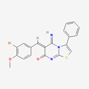 molecular formula C20H14BrN3O2S B3701060 (6Z)-6-[(3-BROMO-4-METHOXYPHENYL)METHYLIDENE]-5-IMINO-3-PHENYL-5H,6H,7H-[1,3]THIAZOLO[3,2-A]PYRIMIDIN-7-ONE 