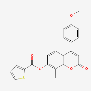 molecular formula C22H16O5S B3701129 4-(4-methoxyphenyl)-8-methyl-2-oxo-2H-chromen-7-yl thiophene-2-carboxylate 