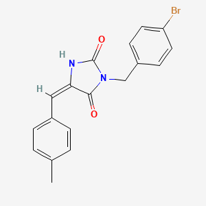 molecular formula C18H15BrN2O2 B3701153 (5E)-3-[(4-bromophenyl)methyl]-5-[(4-methylphenyl)methylidene]imidazolidine-2,4-dione 