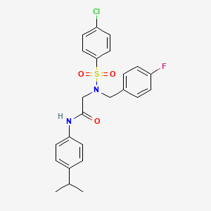 molecular formula C24H24ClFN2O3S B3701321 N~2~-[(4-chlorophenyl)sulfonyl]-N~2~-(4-fluorobenzyl)-N-[4-(propan-2-yl)phenyl]glycinamide 