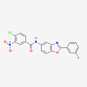 molecular formula C20H11ClFN3O4 B3701343 4-chloro-N-[2-(3-fluorophenyl)-1,3-benzoxazol-5-yl]-3-nitrobenzamide 