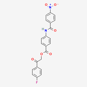 molecular formula C22H15FN2O6 B3701348 2-(4-fluorophenyl)-2-oxoethyl 4-[(4-nitrobenzoyl)amino]benzoate 